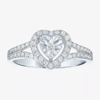 Womens 1/4 CT. T.W. Lab Grown White Diamond Sterling Silver Crossover Engagement Ring
