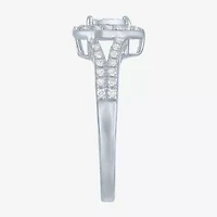 Womens 1/4 CT. T.W. Lab Grown White Diamond Sterling Silver Crossover Engagement Ring