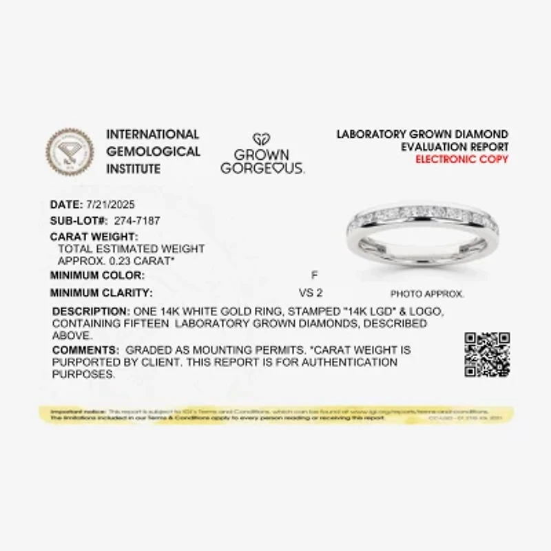 Grown Gorgeous (F,Vs2) Womens 1/4 CT. T.W. Lab White Diamond 14K Gold or Platinum Wedding Band