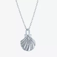 G-H Womens Diamond Accent Lab Grown White Diamond Accent Sterling Silver 16 Inch Pendant Necklace