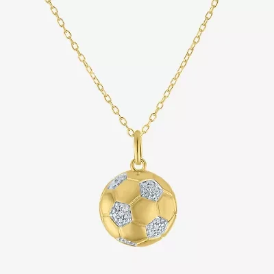 (G-H / Si2-I1) Soccer Ball Womens Diamond Accent Lab Grown White Diamond Accent 14K Gold Over Silver 16 Inch Pendant Necklace