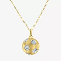 (G-H / Si2-I1) Soccer Ball Womens Diamond Accent Lab Grown White Diamond Accent 14K Gold Over Silver 16 Inch Pendant Necklace
