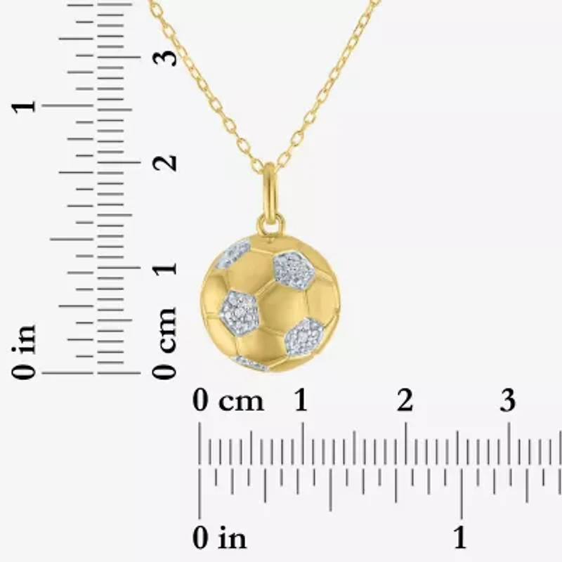 (G-H / Si2-I1) Soccer Ball Womens Diamond Accent Lab Grown White Diamond Accent 14K Gold Over Silver 16 Inch Pendant Necklace