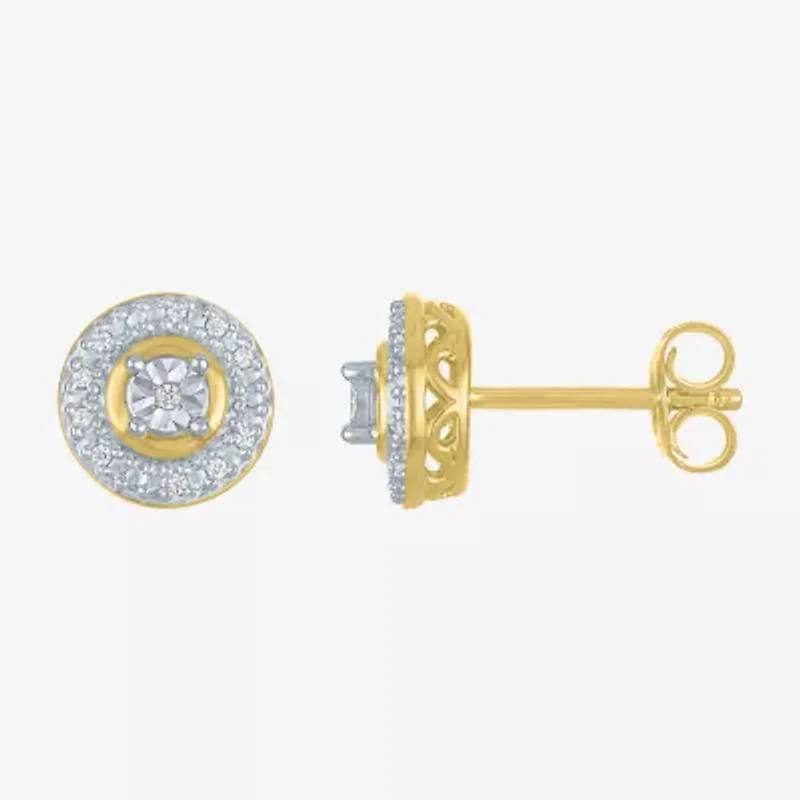 (G-H, Si2-I1) Womens 1/7 CT. T.W. Lab Grown White Diamond 14K Gold Over Silver Round 2-pc. Jewelry Set
