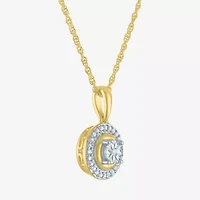 (G-H, Si2-I1) Womens 1/7 CT. T.W. Lab Grown White Diamond 14K Gold Over Silver Round 2-pc. Jewelry Set