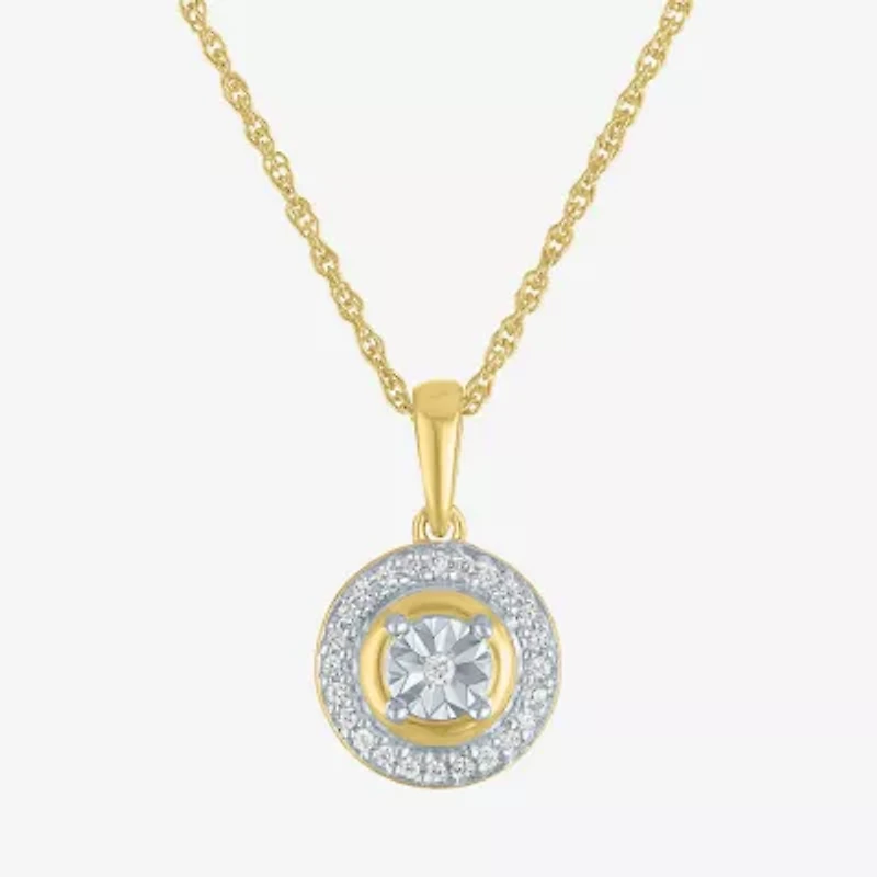 (G-H, Si2-I1) Womens 1/7 CT. T.W. Lab Grown White Diamond 14K Gold Over Silver Round 2-pc. Jewelry Set