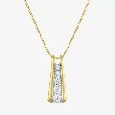 G-H / Si2-I1) Womens 1/ CT. T.W. Lab Grown White Diamond 14K Gold Over Silver Round 18 Inch Pendant Necklace