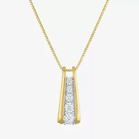 G-H / Si2-I1) Womens 1/ CT. T.W. Lab Grown White Diamond 14K Gold Over Silver Round 18 Inch Pendant Necklace