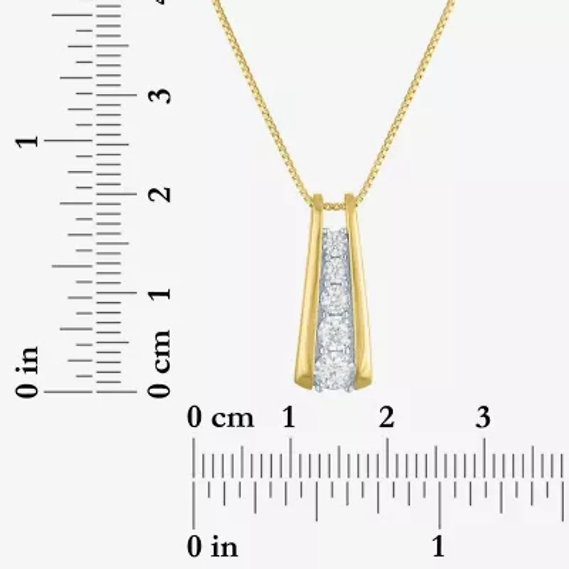 G-H / Si2-I1) Womens 1/ CT. T.W. Lab Grown White Diamond 14K Gold Over Silver Round 18 Inch Pendant Necklace