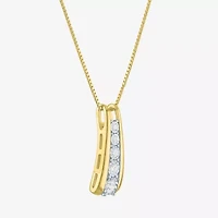 G-H / Si2-I1) Womens 1/ CT. T.W. Lab Grown White Diamond 14K Gold Over Silver Round 18 Inch Pendant Necklace