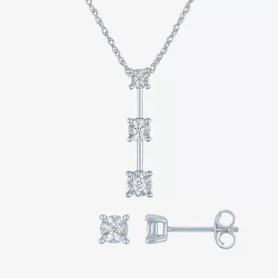 (G-H, Si2-I1) Womens 1/8 CT. T.W. Lab Grown White Diamond Sterling Silver Round 2-pc. Jewelry Set