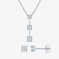(G-H, Si2-I1) Womens 1/8 CT. T.W. Lab Grown White Diamond Sterling Silver Round 2-pc. Jewelry Set