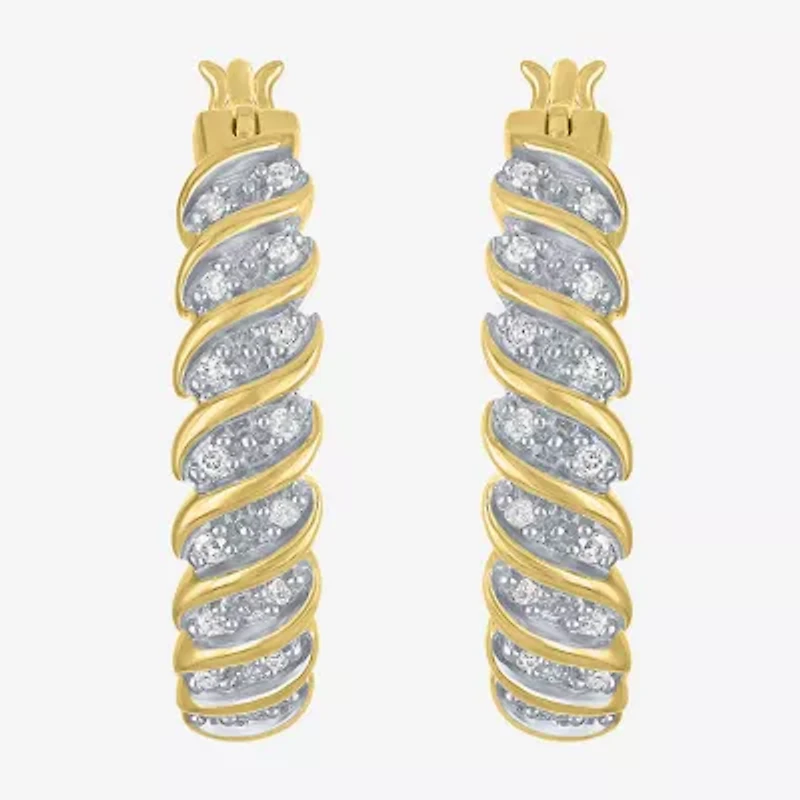 1/10 CT. T.W. Diamond Hoop Earrings Sterling Silver or 14K Gold Over