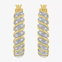 1/10 CT. T.W. Diamond Hoop Earrings Sterling Silver or 14K Gold Over