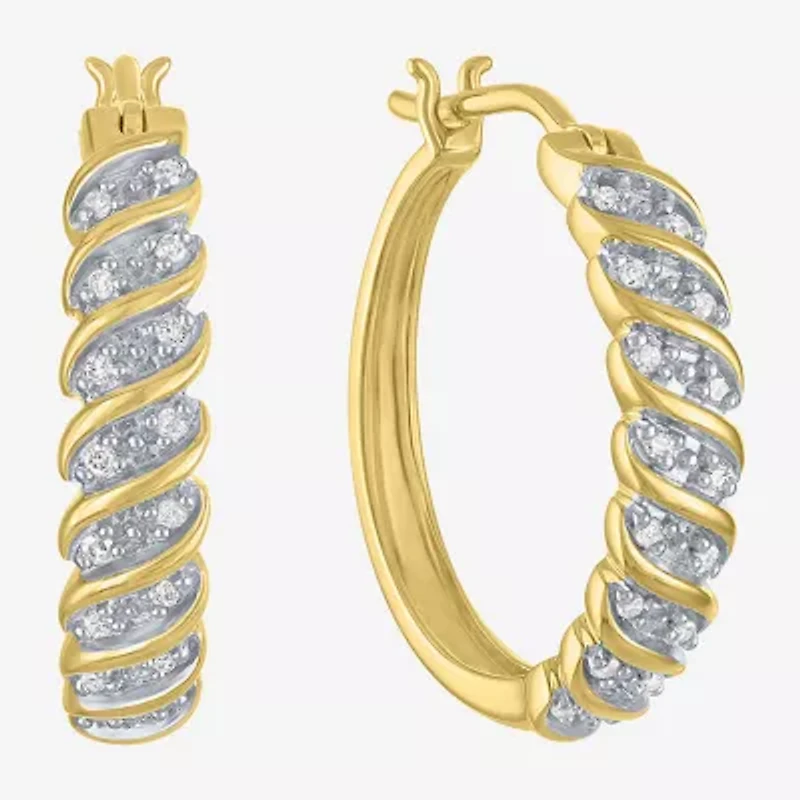 1/10 CT. T.W. Diamond Hoop Earrings Sterling Silver or 14K Gold Over