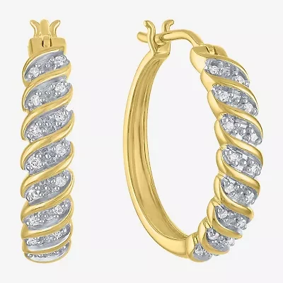 1/10 CT. T.W. Diamond Hoop Earrings Sterling Silver or 14K Gold Over
