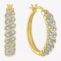1/10 CT. T.W. Diamond Hoop Earrings Sterling Silver or 14K Gold Over
