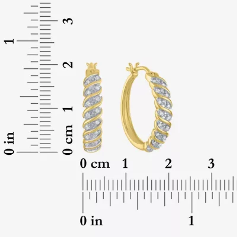 1/10 CT. T.W. Diamond Hoop Earrings Sterling Silver or 14K Gold Over