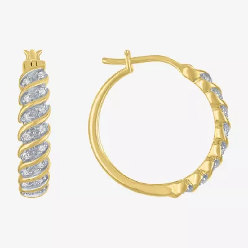 1/10 CT. T.W. Diamond Hoop Earrings Sterling Silver or 14K Gold Over