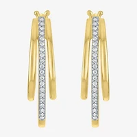 1/10 CT. T.W. Sterling Silver or 14K Gold Over Diamond Multi Hoop Earrings