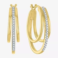 1/10 CT. T.W. Sterling Silver or 14K Gold Over Diamond Multi Hoop Earrings