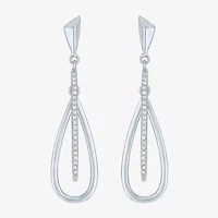 Womens 1/ CT. T.W. Natural White Diamond Sterling Silver Drop Earrings