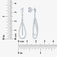 Womens 1/ CT. T.W. Natural White Diamond Sterling Silver Drop Earrings