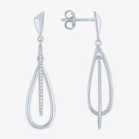 Womens 1/ CT. T.W. Natural White Diamond Sterling Silver Drop Earrings