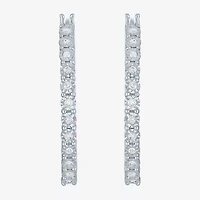 Womens 1/4 CT. T.W. Natural White Diamond Sterling Silver 26mm Hoop Earrings