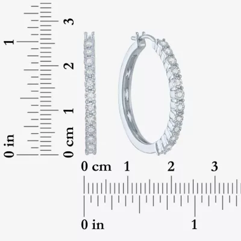 Womens 1/4 CT. T.W. Natural White Diamond Sterling Silver 26mm Hoop Earrings