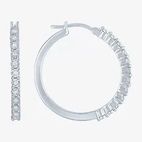 Womens 1/4 CT. T.W. Natural White Diamond Sterling Silver 26mm Hoop Earrings