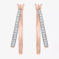 Womens 1/10 CT. T.W. Natural White Diamond 14K Rose Gold Over Silver 18.8mm Hoop Earrings
