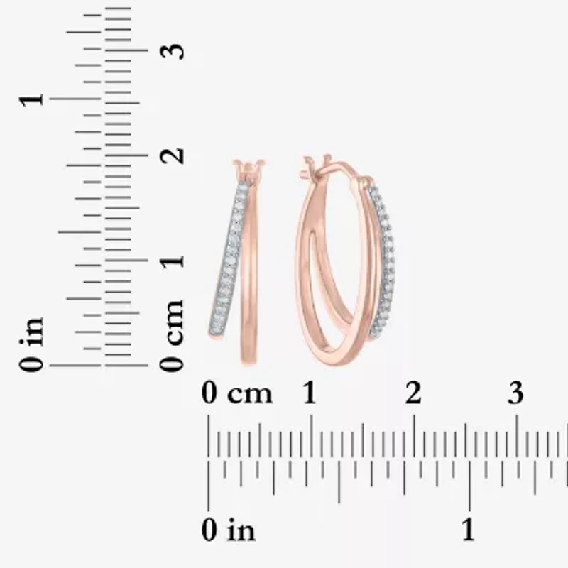 Womens 1/10 CT. T.W. Natural White Diamond 14K Rose Gold Over Silver 18.8mm Hoop Earrings