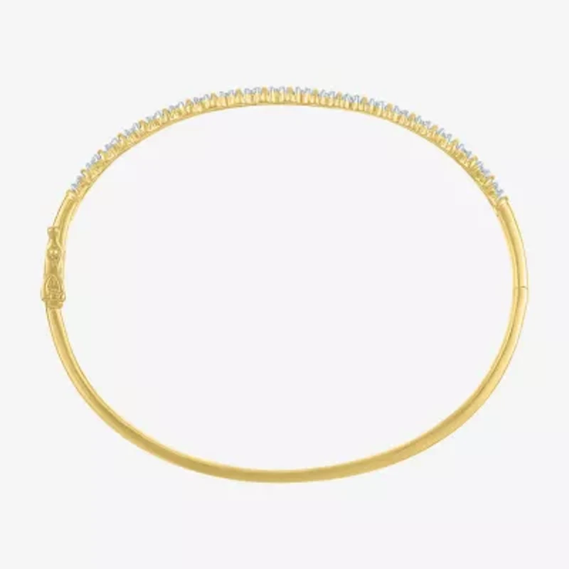 Womens 1/10 CT. T.W. Natural White Diamond 14K Gold Over Silver Bangle Bracelet