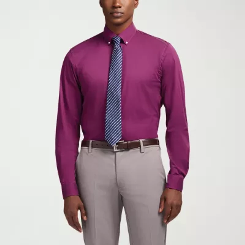 IZOD Cool Fx Mens Slim Fit Easy Care Wrinkle Free Long Sleeve Dress Shirt