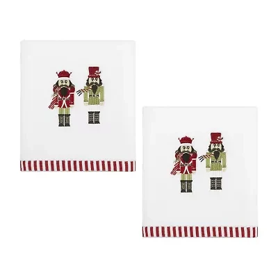 Avanti Peppermint Nutcracker 2-pc. Embellished Hand Towel