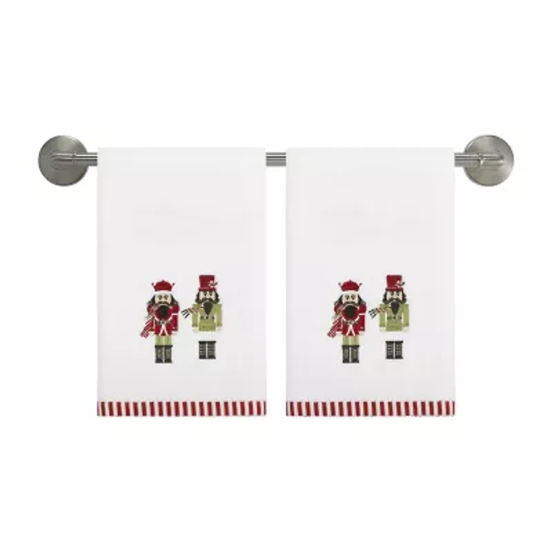 Avanti Peppermint Nutcracker 2-pc. Embellished Hand Towel