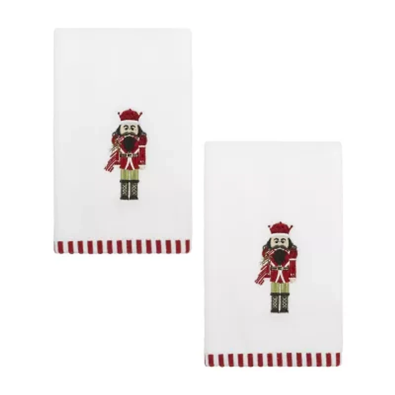 Avanti Peppermint Nutcracker 2-pc. Embellished Fingertip Towel