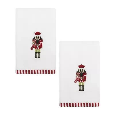Avanti Peppermint Nutcracker 2-pc. Embellished Fingertip Towel