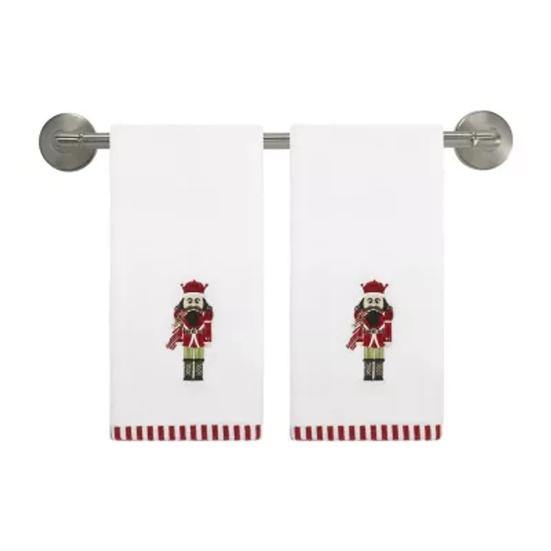 Avanti Peppermint Nutcracker 2-pc. Embellished Fingertip Towel