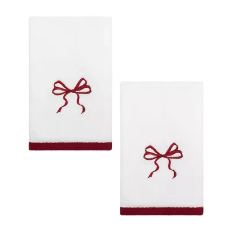 Avanti Christmas Bows 2-pc. Embellished Fingertip Towel