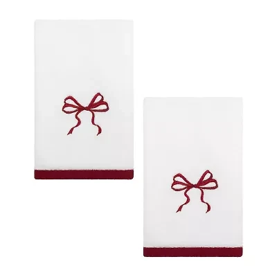 Avanti Christmas Bows 2-pc. Embellished Fingertip Towel