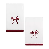 Avanti Christmas Bows 2-pc. Embellished Fingertip Towel