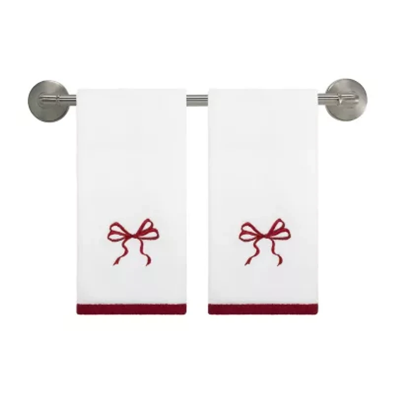 Avanti Christmas Bows 2-pc. Embellished Fingertip Towel