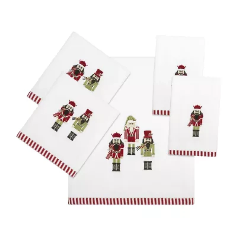 Avanti Peppermint Nutcracker Embellished Holiday Bath Towel