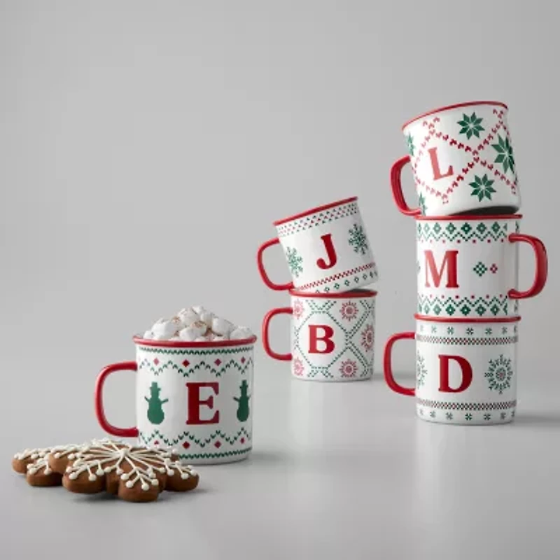 North Pole Trading Co. Ski Lodge Monogram Holiday Coffee Mug