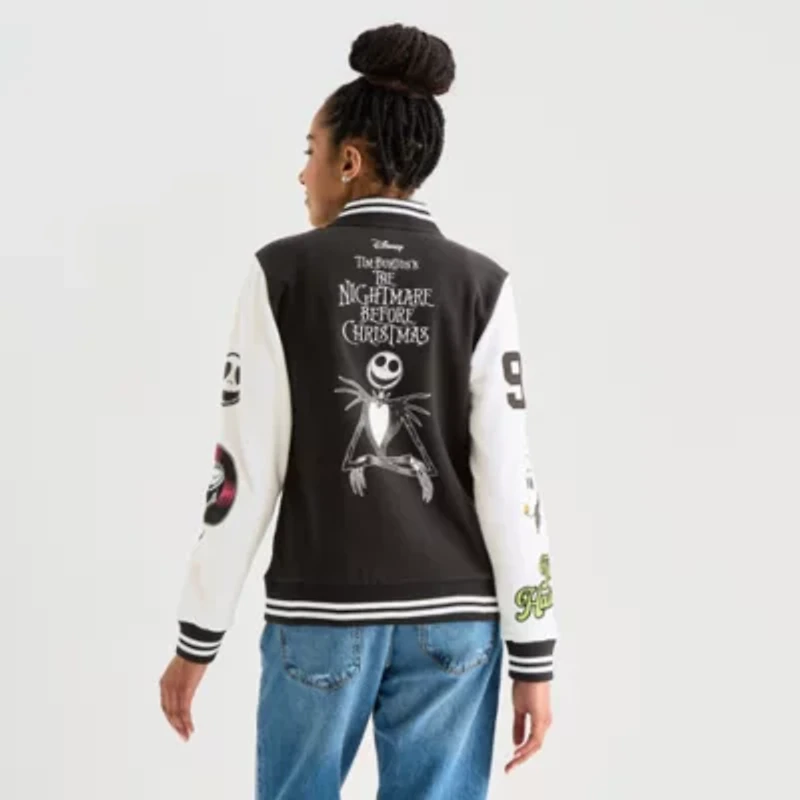Tim Burton'S Nightmare Before Christmas Womens Fleece Midweight Juniors Bomber Jacket