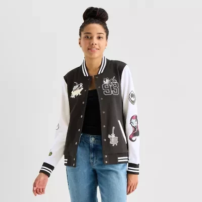 Tim Burton'S Nightmare Before Christmas Womens Fleece Midweight Juniors Bomber Jacket