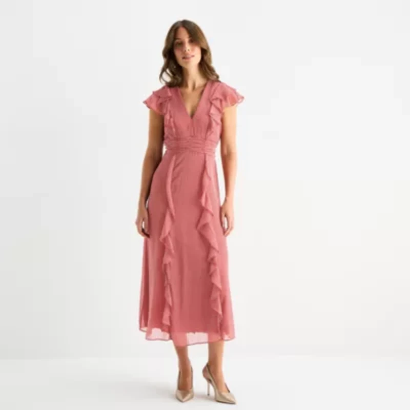 Danny & Nicole Womens Sleeveless Dots Fit + Flare Dress