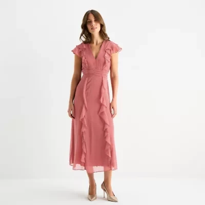 Danny & Nicole Womens Sleeveless Dots Fit + Flare Dress
